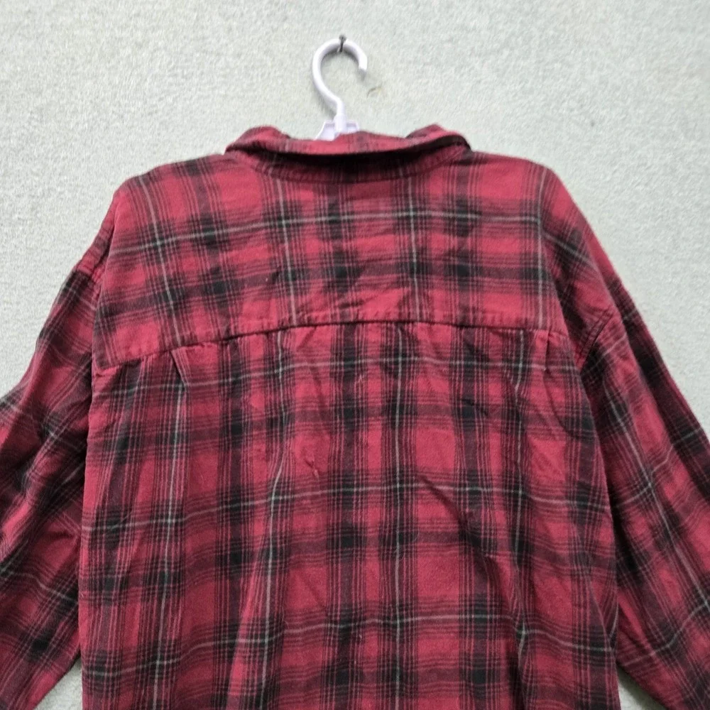 The Foundry Supply Co. Men Button Up Shirt 3XLT Red Plaid Flannel Shirt